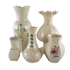 Belleek Five Vases Lotus