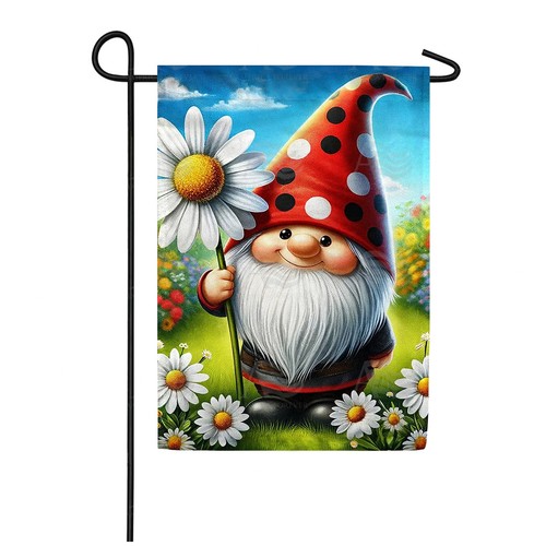 Gnome with giant daisy delight - gnome,
