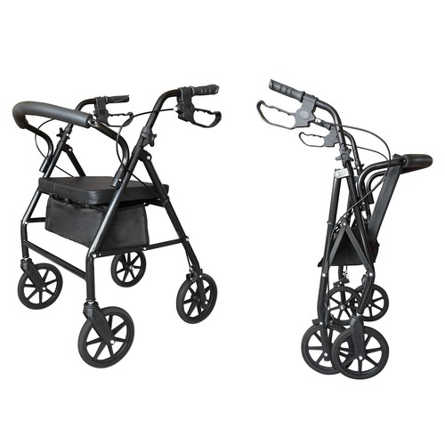 Steel walker with wheels black - steel,