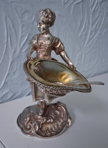 Retro salt cellar with - cellar, spoon