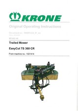 Krone Trailed Mower EasyCut TS 360 CR Operators Manual TS360CR