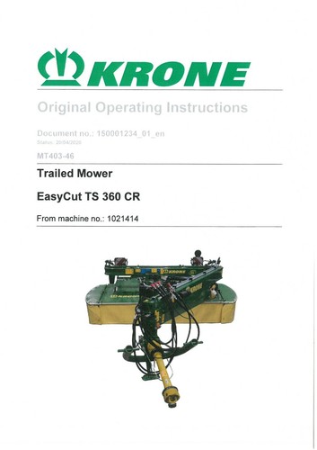 Krone trailed mower - mower, ts