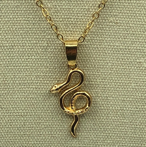 Snake pendant necklace - necklace, gold