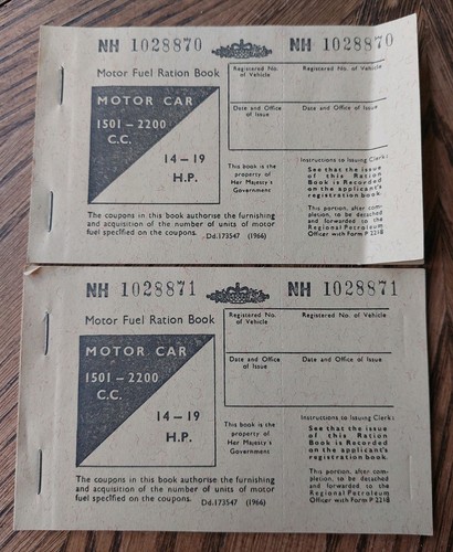 Unused car motor fuel - car, ration