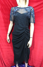 Virgos Lounge black Embellished upper ruched mid evening dress UK 10