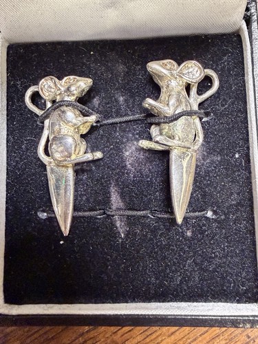 Pair silver tone mice - of,