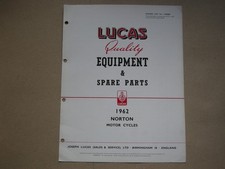 1962 Norton Motorcycles 5 page  Lucas Equipment/Parts List.