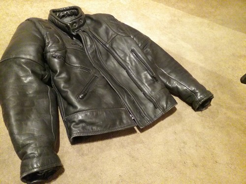 Motor bike leather jacket - leather,