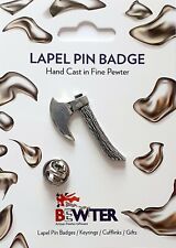 Hatchet Axe pewter Lapel Pin Badge. Viking throwing axe. British made Badge H10