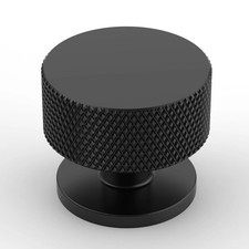 Amerdeco 10 Pack Matte Black Round Cabinet Knobs Kitchen Drawer Cupboard Knurled