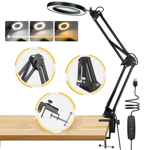 Magnifying glass desk light - 5x,
