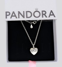 NEW 100% Authentic PANDORA Engravable Love Heart Pendant Charm Necklace Gift Box