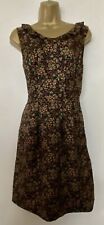 NW3 Hobbs Berries Dress black green brown Red floral shift 100% silk Size 10 UK
