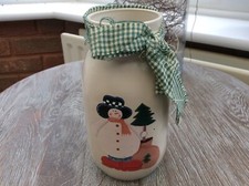 Rustic primitive folk art Christmas Vase  USA home decor
