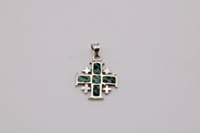 Silver enamel Jerusalem cross pendant