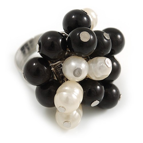 Black cream faux pearl - faux,
