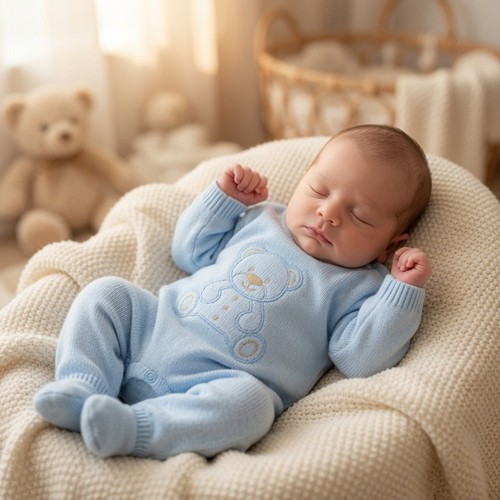 Blue teddy baby boy - teddy, knit