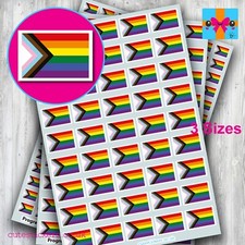 Inclusive Progress Pride Flag Stickers 3 Sizes Small Flags LGBTQIA+ Event