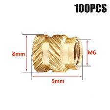 100Pcs Heat Set Threaded Brass Inserts M2 M3 M4 M5 M6 Great For 3D Printing