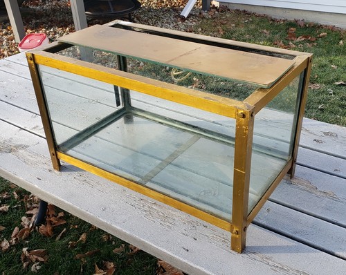 Antique fish tank gold metal - tank,