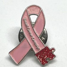Breast Cancer Campaign Awareness Pink Ribbon Jigsaw Piece Enamel Pin Lapel Badge