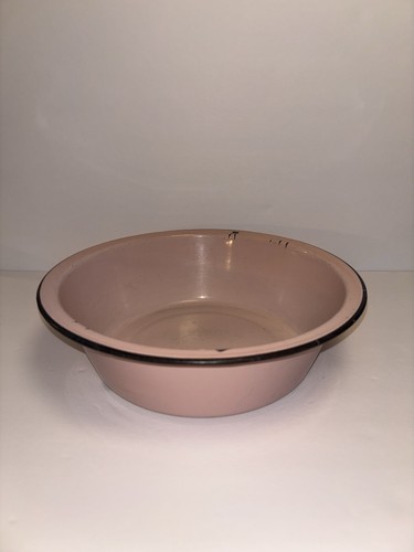 Vtg pink enamelware round - enamelware, wash