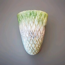 VINTAGE SYLVAC WALL POCKET, GREEN AND GREY SYLVAC WALL VASE
