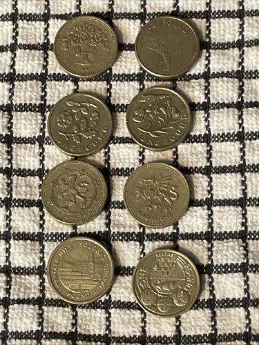 Old coins one pound - x8,