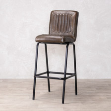 DARK OLIVE LEATHER BAR STOOL