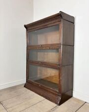 Early 1900s Antique Oak Barristers Bookcase Cabinet