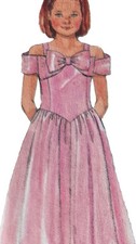 1980s Shawl Collar Off Shoulder Flower Girl Dress Butterick 6424 Sewing Pattern