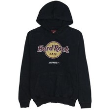 Hard Rock Cafe 90's Spellout Pullover Hoodie Medium  Black