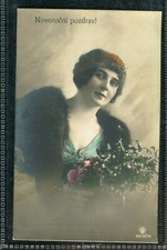 WWI German Feldpost postcard Czech New Year Greetings Cimelice cancel