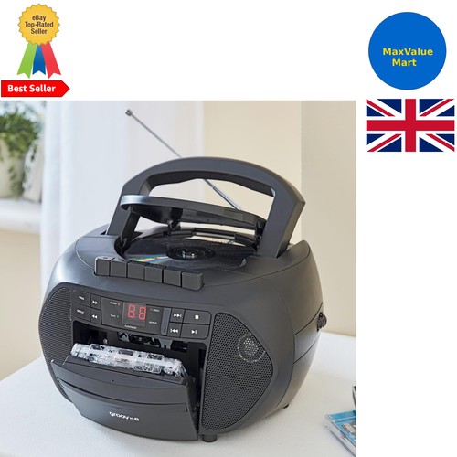 Portable black boombox fm - portable,