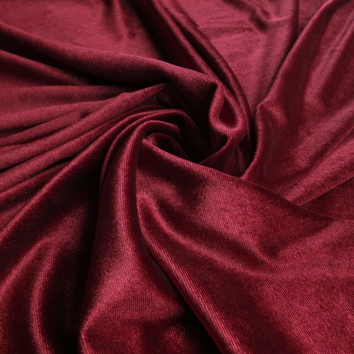 Burgundy stretch velvet fabric - burgundy,