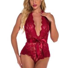 Lingerie Babydoll Lace Bodysuit Ladies Underwear Sleepwear V Neck See Through