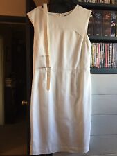 BANANA REPUBLIC CLASSIC STRAIGHT DRESS. SIZE 12. WHITE. LINED. BELTED. JACKIE O