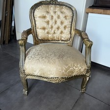 French Louis Style Shabby Chic Child’s / Dolls Chair Light Gold Floral & Frame