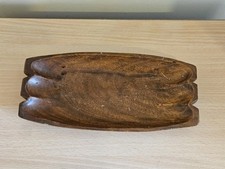  Decorative Carved Wooden Dough Bowl Primitive Wood Tray Rustic Home Art Deco 9"