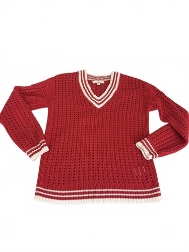 Red open knit - red,