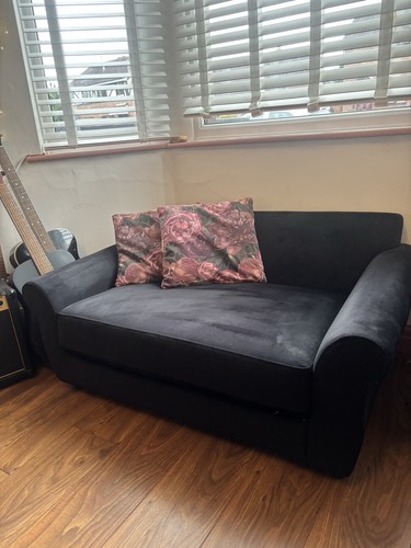 Scs black velvet seater - black, 2-seater