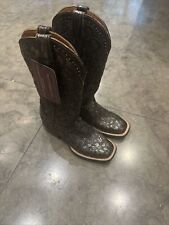 Genuine Lucchese Handmade Chocolate Brown & Bronze Leather Cowboy Boots UK 5