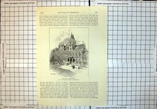 Old Print Town Hall Northampton Stairway Arched Entrance Tower Clock 171J