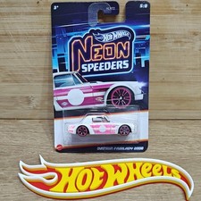 Hot Wheels Neon Speeders Datsun Fairlady 2000 White Pink Mattel Real Riders New