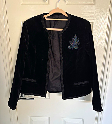 Womens black velvet open - velvet, front