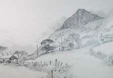 Original Pencil Drawing, 'Carn-Fadryn', Tom Sykes (1913-1997), Circa 1980's