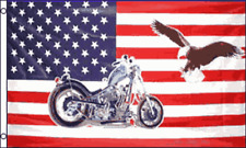 Motorcycle Golden Eagle USA Polyester 5'x3' Flag