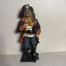 Vintage Pirate Figurine with Parrot – Hand Painted Resin – Buccaneer Statue 30cm