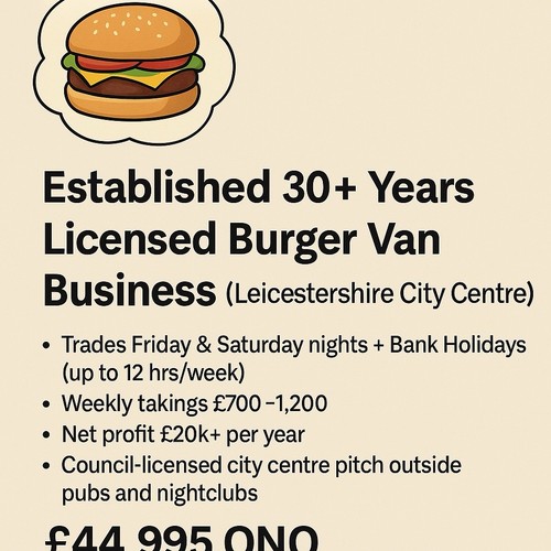 Burger van business for sale - burger,