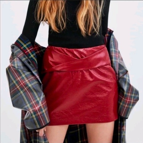 Zara faux leather shiny wine - zara,